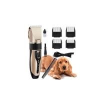 Kit Máquina Tosa Pets Cachorro Gato Tosar Cães Profissional Sem Fio Pelo Grande 110v/220v - dhonorio