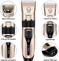 Kit Máquina Tosa Pets Gatos Cachorro Tosar Cães Profissional Cor Dourado Sem Fio Regulagem Lamina Kit Máquina Tosa Pets Gatos Cachorro Tosar Cães Profissional Cor Dourado Sem Fio Regulagem Lamina