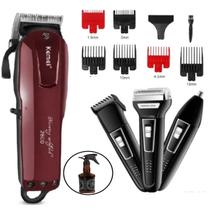 Kit Maquinas Barbeiro Cortar Cabelo 110-220V Profissional