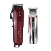 Kit Máquinas Barbeiro Iniciante Combo Profissional Kemei 2600-032 Recarregável Bivolt