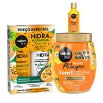 Kit Maracujá Shampoo + Condicionador 300ml Hidra + Óleo 50ml + Creme 3 em 1 1kg Multy Salon Line