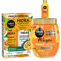 Kit Maracujá Shampoo + Condicionador 300ml Hidra + Óleo 50ml + Creme 3 em 1 1kg Multy Salon Line