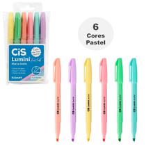 Kit Marca Texto 6 Cores Tom Pastel Cis Escolar Home Office