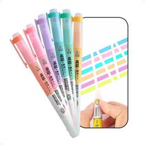 Kit Marca Texto Apagável Ponta Dupla Com 6 Cores Tom Pastel - Judi