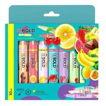 Kit Marca Texto Bebold Fruit Edition com Cheirinho 10 Cores - Newpen