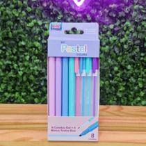 Kit marca texto+caneta esfer. gel 4 cores tons pastel Kit marca texto+caneta esfer. gel 4 cores tons pastel
