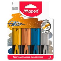 Kit Marca Texto Com 4 Cores Fluopep Glitter Blister 1-5mm Maped