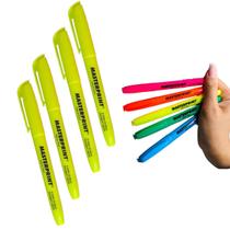Kit Marca Texto Cor Amarelo Neon Com 4 Unidades Masterprint Grifa Destaca