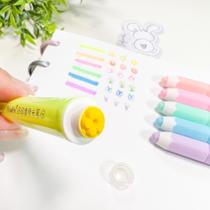 Kit Marca Texto Formato Lápis - 2 Pontas - Ponta chanfrada e Ponta Carimbo - 6 cores
