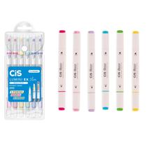Kit Marca Texto Lumini Ex Slim + 6 Marcadores Flow Cis