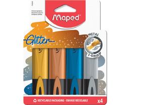 Kit marca texto Maped metal glitter com 4 cores