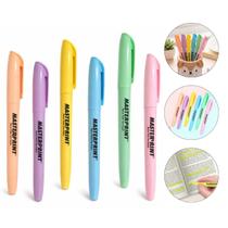 Kit Marca Texto Masterprint Pastel 6 Cores Ponta Chanfrada