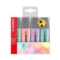 Kit Marca Texto Stabilo Boss Original Pastel Com 4 Cores - Lilás, Rosa, Azul e Verde