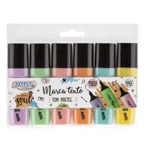 Kit Marca Texto Tons Pastel Blister 6 Cores Brw Ca2012