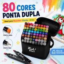 Kit Marcador Colorido 80 Cores Ponta Dupla Touch Desenho Escolar Manga Com Estojo Kit Marcador Colorido 80 Cores Ponta Dupla Touch Desenho Escolar Manga Com Estojo