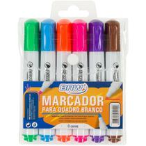 Kit Marcador de Quadro Branco com 6 Cores BRW + Apagador