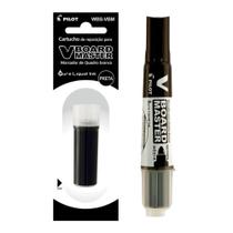 Kit Marcador p/ Quadro Branco V-Board Recarregável + Cartucho de Reposição - Pilot Canetão Recarregavel Refil