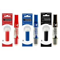 Kit Marcador p/ Quadro Branco V-Board Recarregável + Cartucho de Reposição - Pilot Canetão Recarregavel Refil Kit Marcador p/ Quadro Branco V-Board Recarregável + Cartucho de Reposição - Pilot Canetão Recarregavel Refil
