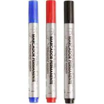 Kit Marcador Permanente Acrilex Traço 2.3mm Preto/Vermelho/Azul Kit Marcador Permanente Acrilex Traço 2.3mm Preto/Vermelho/Azul