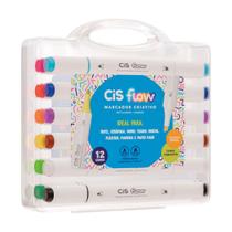 Kit Marcador Permanente CIS FLOW C/ 12 Cores Madeira Tecido