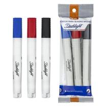 Kit Marcador Quadro Branco 3 Cores Recarregável Dashlight BRW Kit Marcador Quadro Branco 3 Cores Recarregável Dashlight BRW