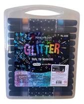 Kit Marcador Touch Love Glitter Ponta Dupla 24 Pack 48 Cores