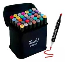 Kit Marcadores Canetinhas Coloridas Escolar Ponta Dupla com 36 Cores - tinglu
