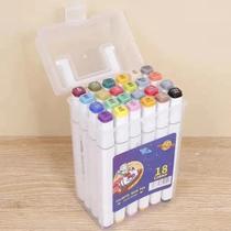 Kit Marcadores Coloridos Permanente 18 Cores para Material Escolar e Artes