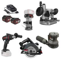 Kit Marcenaria Profissional Kress 20V Furadeira, Lixadeira, Tupia, Serra, Baterias e Carregador Kit Marcenaria Profissional Kress 20V Furadeira, Lixadeira, Tupia, Serra, Baterias e Carregador