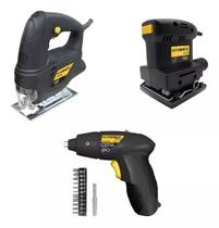 Kit Marceneiro Serra Tico Tico + Lixadeira + Parafusadeira 4,8v com Acessórios - 220V