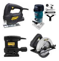 Kit Marceneiro Top Serra Circular + Tico Tico + Lixadeira + Tupia