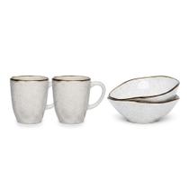 Kit Maresia com Caneca e Bowl 4 Peças em Porcelana para Uso Diário Oxford