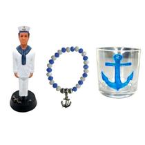 Kit Marinheiro 20 Cm Resina + Copo Whisky + Pulseira Kit Marinheiro 20 Cm Resina + Copo Whisky + Pulseira