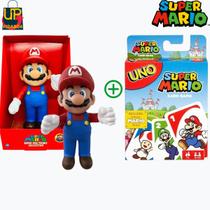 KIT Mario Bros 20cm articulado + Jogo Uno Super Mario