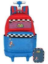 Kit Mario Bros Game Mochila Costas Rodas + Estojo Box