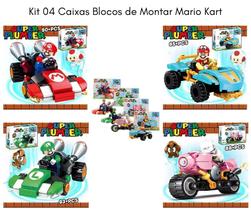 Kit Mario Kart Coleção Blocos de Montar 4 Caixas