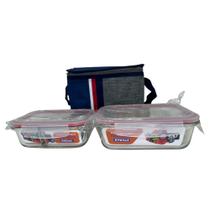 Kit Marmita 2 Potes De Vidro E Lancheira Térmica
