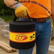 Kit marmita aluminio e bolsa termica com ziper reforcado tnt preta e alca 16cm ideal para alimentos comidas etc 1 uni