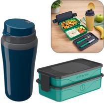 Kit Marmita Fit Unitermi Talheres Divisórias Copo Térmico Miami 650ml Tampa Parede Dupla Squeeze Peça:AZULLado:VERDE TI Kit Marmita Fit Unitermi Talheres Divisórias Copo Térmico Miami 650ml Tampa Parede Dupla Squeeze Peça:AZULLado:VERDE TI
