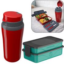 Kit Marmita Fit Unitermi Talheres Divisórias Copo Térmico Miami 650ml Tampa Parede Dupla Squeeze Kit Marmita Fit Unitermi Talheres Divisórias Copo Térmico Miami 650ml Tampa Parede Dupla Squeeze