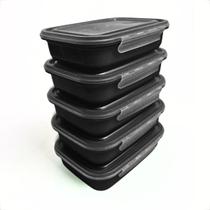 Kit Marmita Fitness 5 Potes Plastico 500ML com Trava Para Dietas Almoço Janta Microondas e Geladeiras