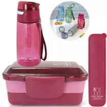 Kit Marmita Fitness 950ml Garrafa Squeeze Porta talher Pratico Organiza refeições Escritório Trabalh Kit Marmita Fitness 950ml Garrafa Squeeze Porta talher Pratico Organiza refeições Escritório Trabalh