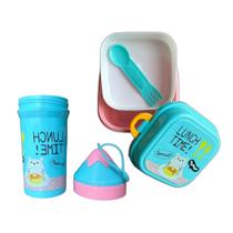Kit Marmita Infantil com Talher de Plástico e Garrafa Copo Lápis de 350ML Lancheira Escolar Crianças Creche Alimentação Kit Marmita Infantil com Talher de Plástico e Garrafa Copo Lápis de 350ML Lancheira Escolar Crianças Creche Alimentação