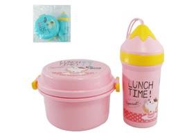 Kit Marmita Infantil Rosa Com Garrafa Colher E Garfo Kit Marmita Infantil Rosa Com Garrafa Colher E Garfo