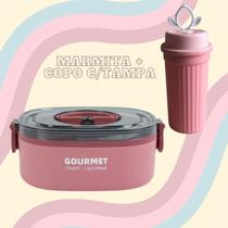 Kit Marmita Marmitex Lancheira C/garfo+copo Garrafa