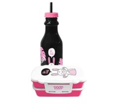 Kit Marmita Retangular + Garrafa Canudo Coelho