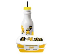 Kit Marmita Retangular + Garrafa Canudo Girafa