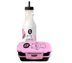 Kit Marmita Retangular + Garrafa Canudo Porquinho