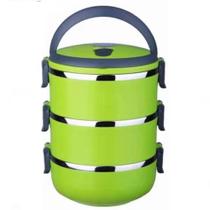 Kit marmita tripla inox fitness marmiteira termica