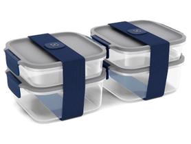 Kit Marmitas Empilháveis Electrolux Lunch Box Azul 2 Peças